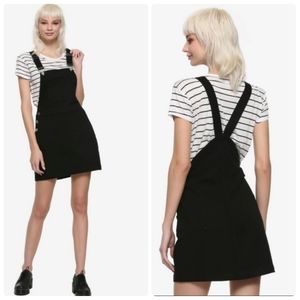 Hot Topic Black Denim Jean Overall Skirtall Size Medium▪